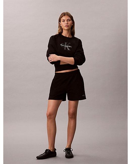 Calvin Klein Badstof Korte Broek Met Monogram-Logo in het Black