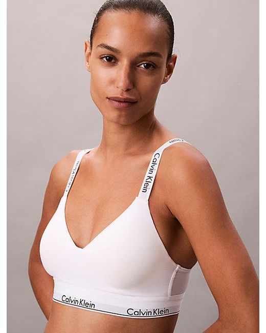 Calvin Klein White Lightly Lined Bralette Icon Cotton Modal