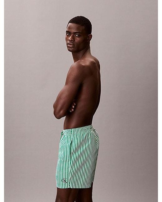 Calvin Klein Brown Medium Drawstring Swim Shorts Ck Monogram for men