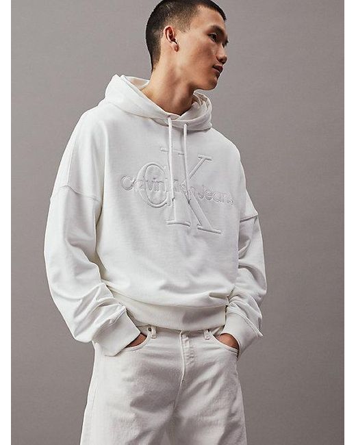 Calvin Klein Oversized Monogram Hoodie in het Gray voor heren