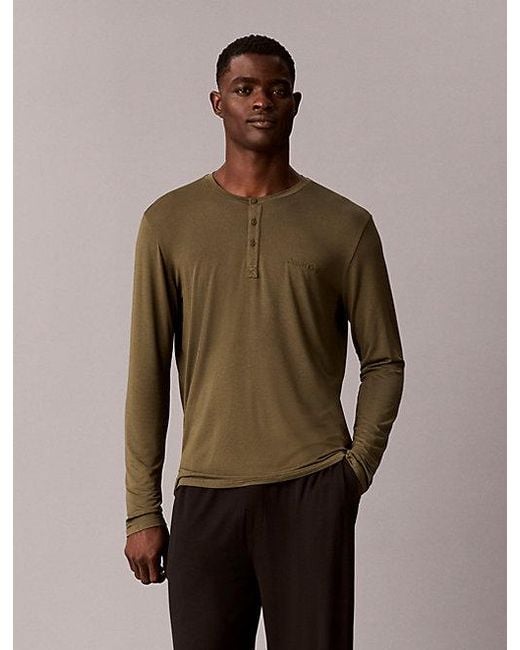 Calvin Klein Multicolor Henley Pyjama Top Ultra Soft Modal for men