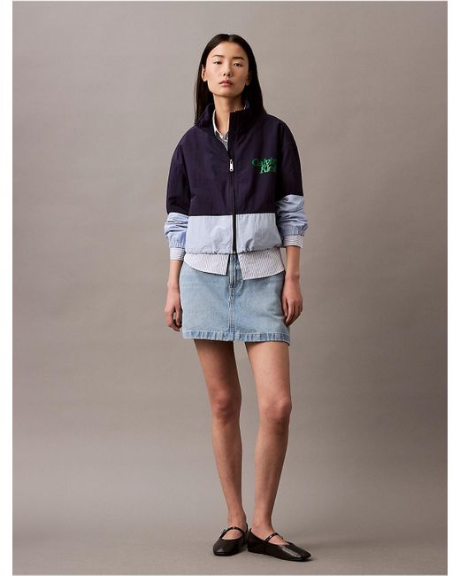 Calvin Klein Blue Calvin Klein Colorblock Nylon Zip Jacket