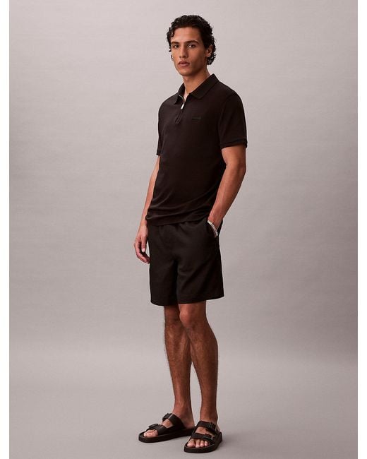 Calvin Klein Brown Slim Zip Neck Polo Shirt for men