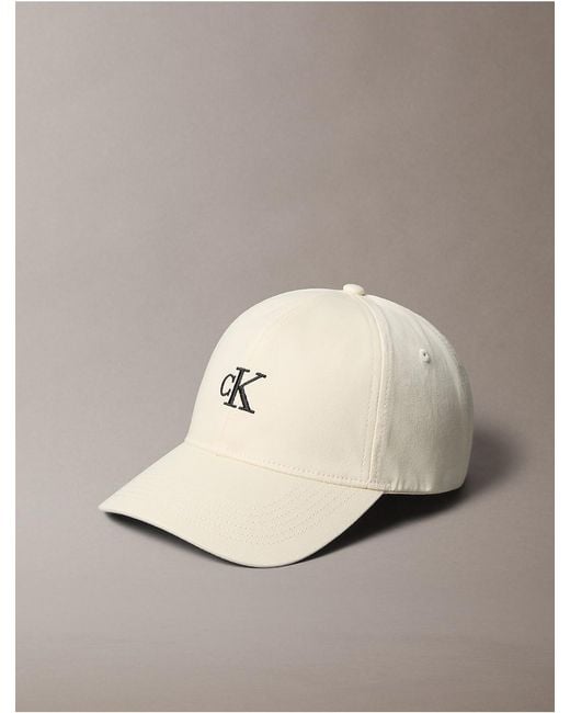 Calvin Klein White Compact Monogram Baseball Cap for men
