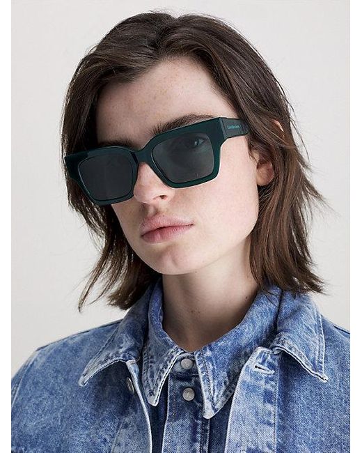 Calvin Klein Blue Jeans Rectangle Sunglasses