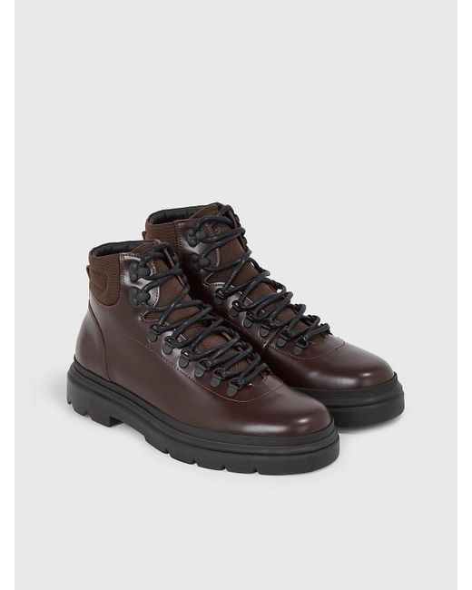 Calvin Klein Brown Leather Boots for men