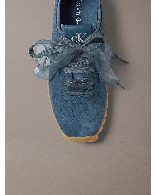 Calvin Klein Blue Suede Organza Runner Trainers