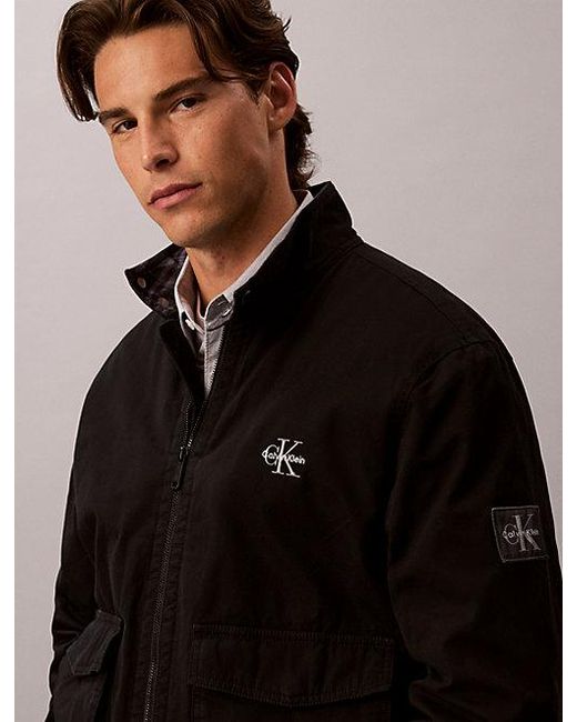 Calvin Klein Black Jeans Cotton Canvas Harrington Jacket for men