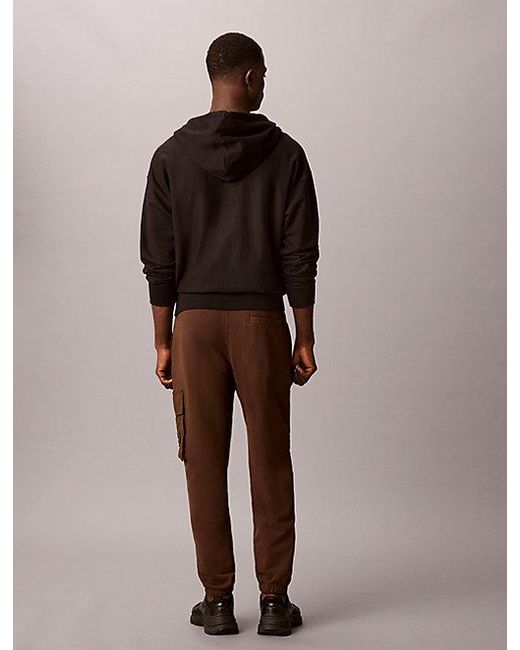 Calvin Klein Brown Jeans Cotton Terry Cargo Joggers for men