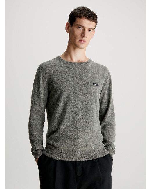 Pull en mélange de coton mouliné Calvin Klein pour homme en coloris Gray