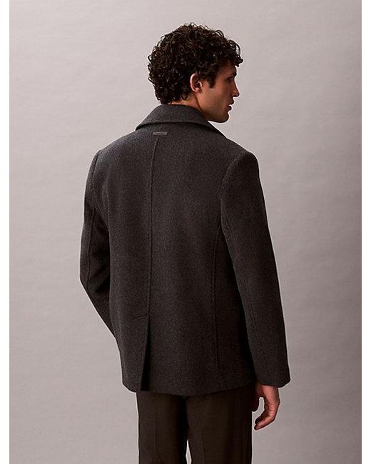 Calvin Klein Multicolor Double Faced Wool Blend Peacoat for men