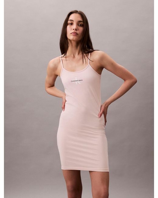 Calvin Klein Gray Slim Monogram Cami Dress