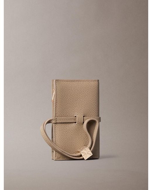 Calvin Klein Natural Pebbled Leather Rfid Wrist Strap Wallet
