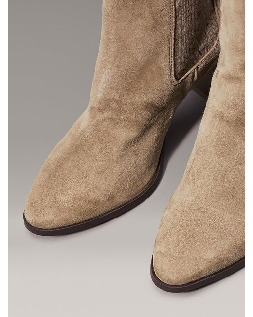 Calvin Klein Brown Suede Heeled Chelsea Boots