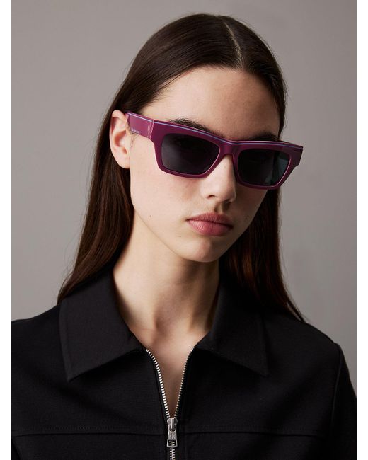 Calvin Klein Purple Modified Rectangle Sunglasses Ckj24602S