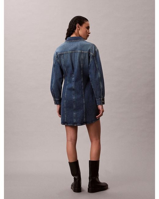 Calvin Klein Blue Denim Shirt Dress