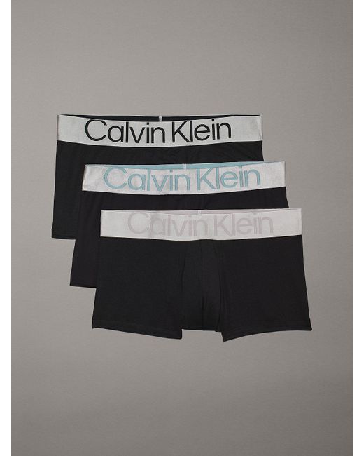 Calvin Klein Gray 3 Pack Low Rise Trunks - Steel Micro for men