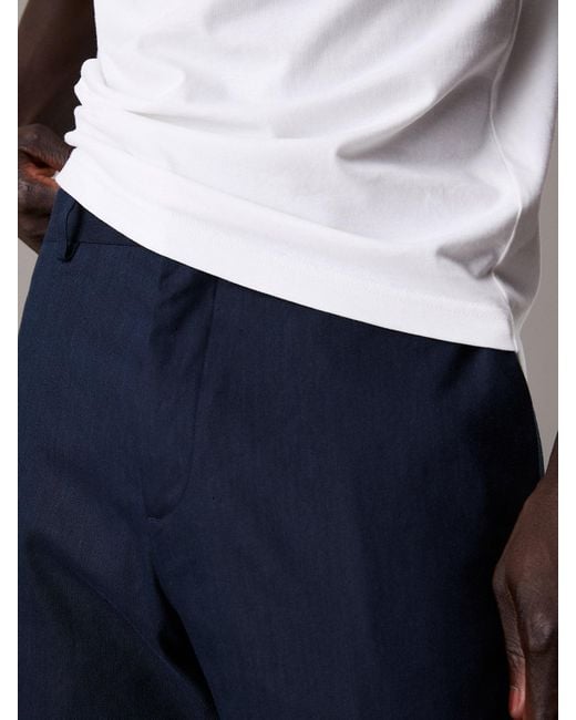Calvin Klein Blue Tapered Linen Lyocell Trousers for men