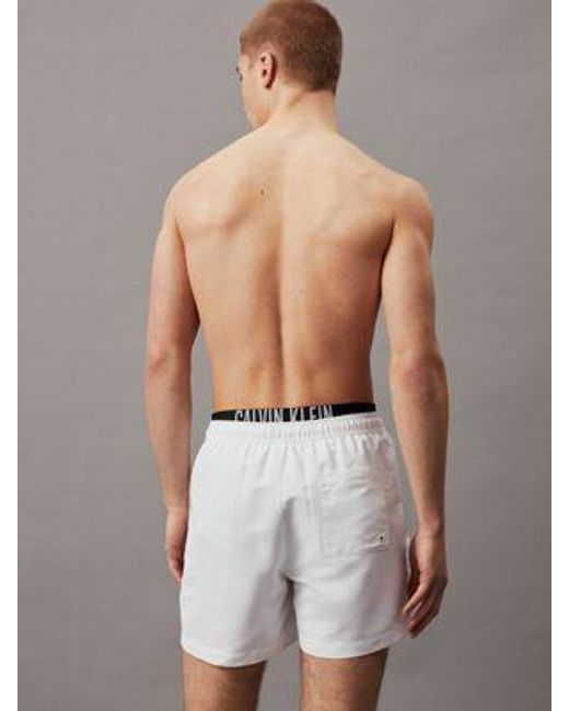 Bañador corto con cinturilla doble - Intense Power Calvin Klein de hombre de color White