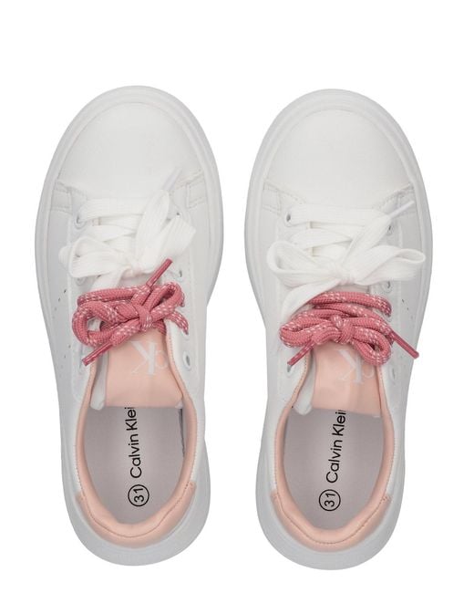 Calvin Klein White Kids Signature Logo Trainers