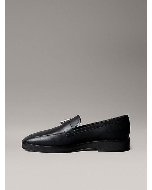 Calvin Klein Gray Leather Apron Toe Loafers