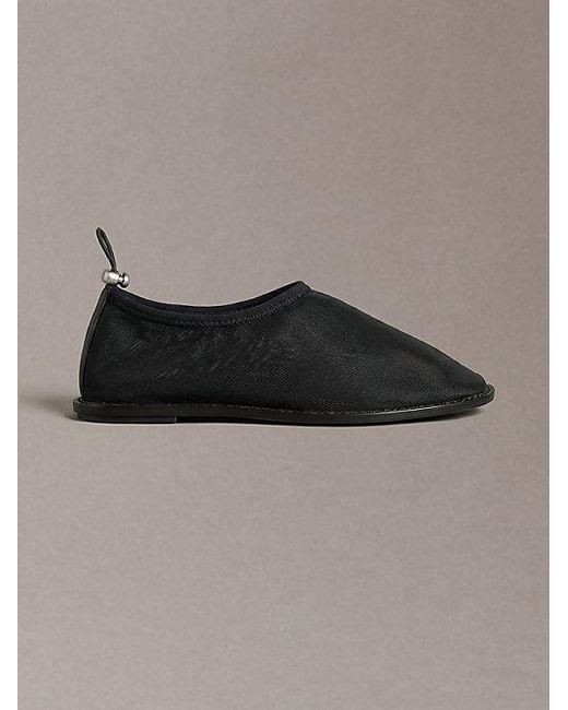 Calvin Klein Gray Mesh Drawstring Ballerinas