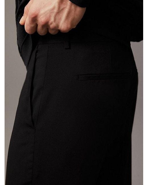 Calvin Klein Black Slim Wool Stretch Suit Trousers for men