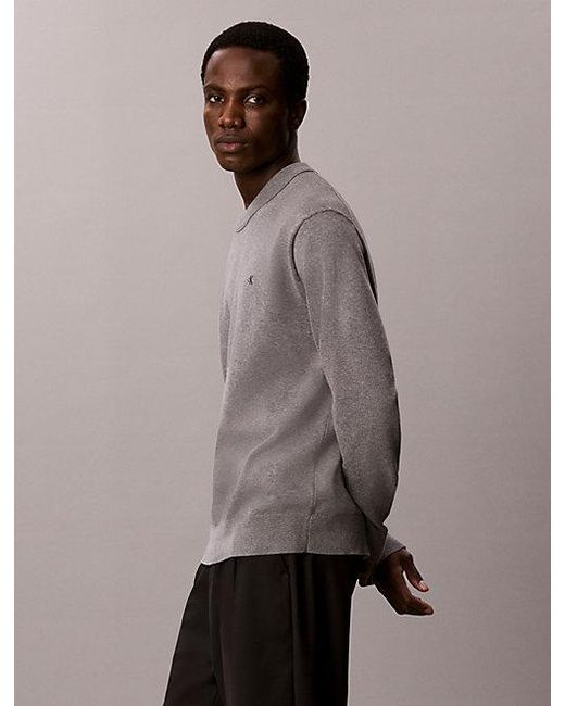 Calvin Klein Gray Jeans Classic Cotton Monogram Jumper for men
