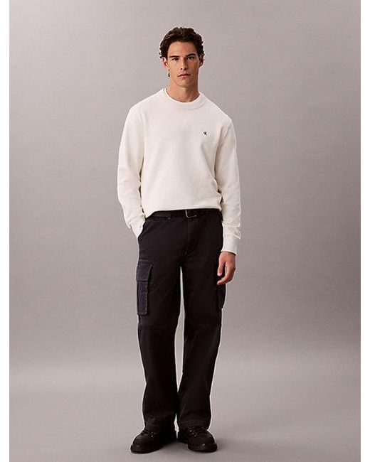 Calvin Klein White Jeans Classic Cotton Monogram Jumper for men