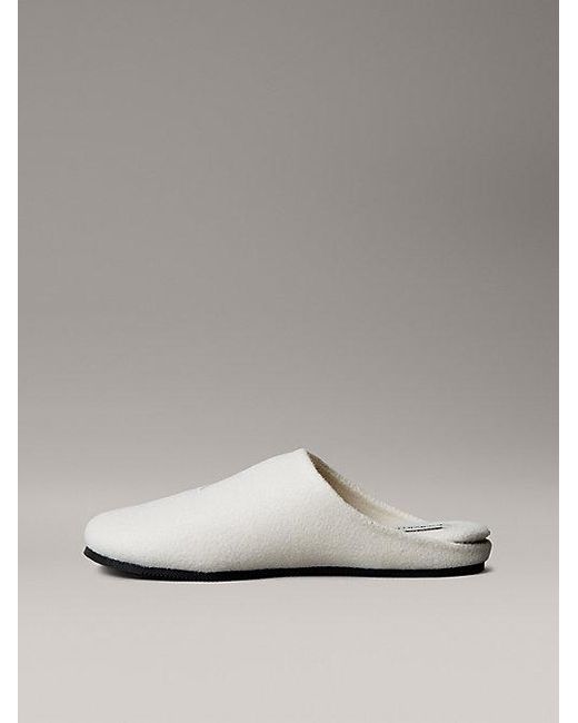 Calvin Klein Gray Felt Signature Logo Mule Slippers