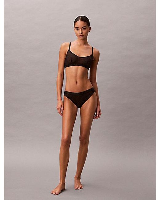 Calvin Klein Black Bralette Microfibre Lace