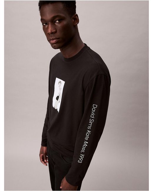 Calvin Klein Kate Moss Graphic Relaxed Long Sleeve T-Shirt in 