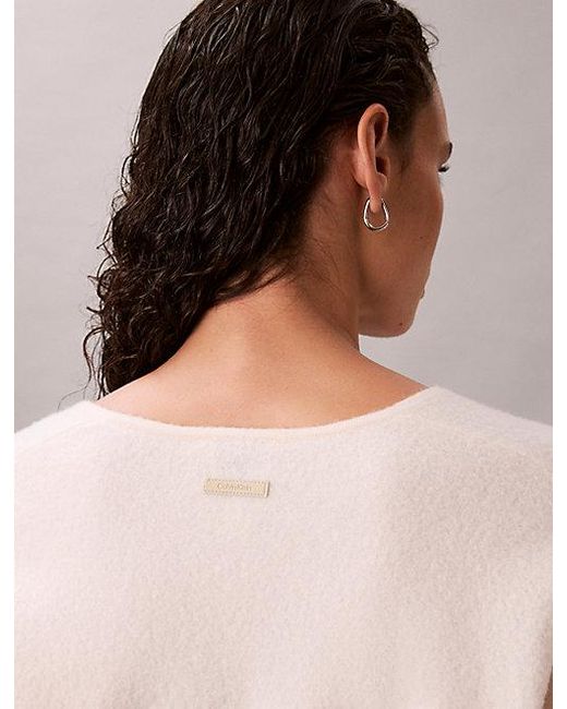 Calvin Klein Multicolor Boiled Wool V Neck Long Sleeve Top
