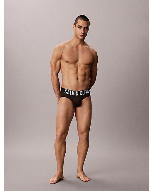 Calvin Klein Black 3 Pack Hip Briefs Intense Power Air for men