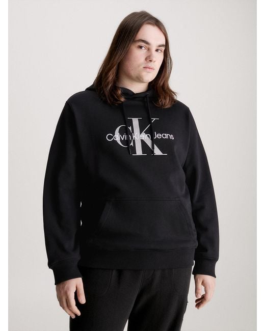 Calvin Klein Cotton Monogram Hoodie in Black for Men