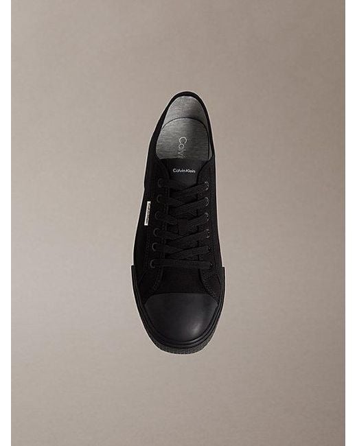 Calvin Klein Gray Ck Leo Canvas Logo Trainers for men