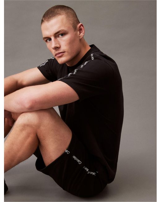 Calvin Klein Black Logo Tape Knit Shorts for men