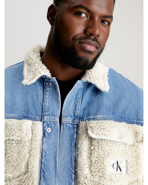 Calvin Klein Jeans sherpa full zip jacket in white | ASOS