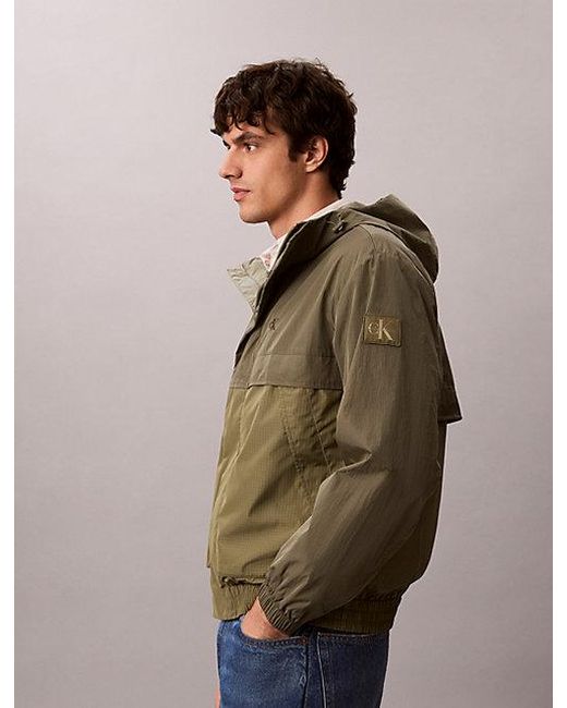 Calvin Klein Nylon Windjack Met Capuchon in het Blue voor heren