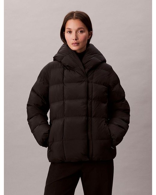 Calvin Klein Brown Shine Wrap Puffer Jacket