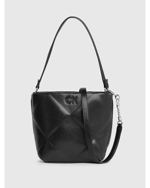 Calvin Klein Black Quilted 2-in-1 Bucket Bag