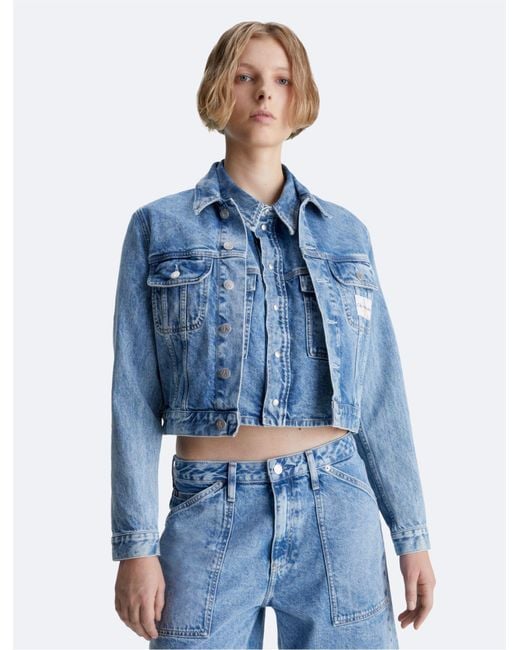 Calvin Klein Cropped 90s Denim Jacket in Blue | Lyst Canada