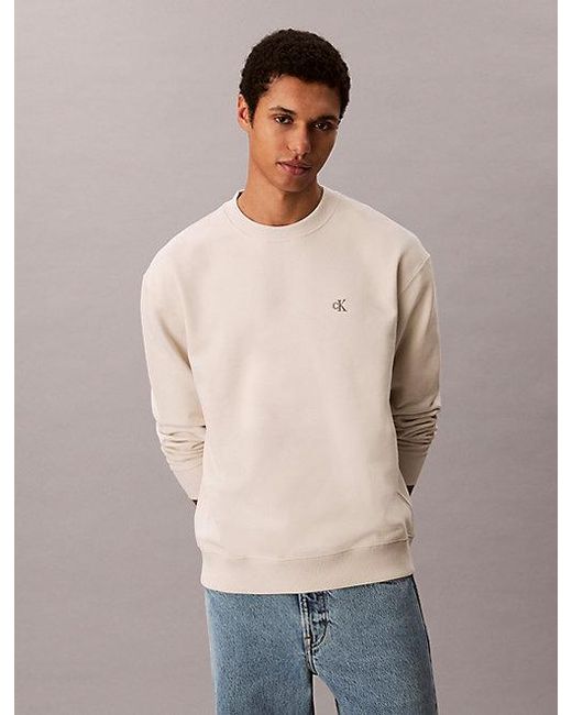 Calvin Klein Gray Jeans Relaxed Monogram Sweatshirt for men