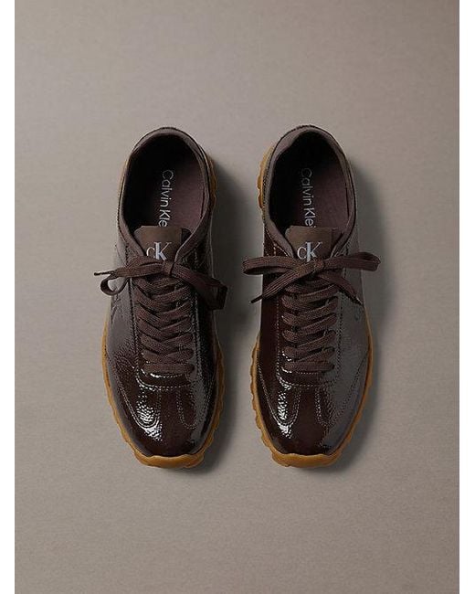 Calvin Klein Brown Shiny Organza Runner Trainers