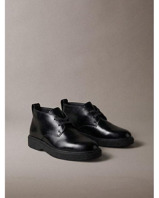Calvin Klein Brown Leather Airfit Cushioned Desert Boots for men