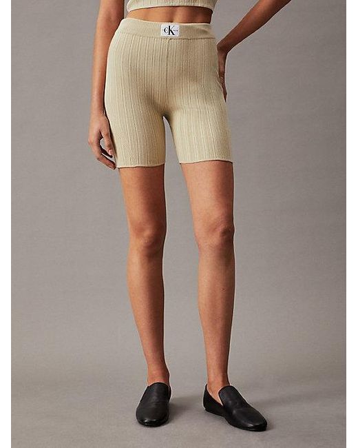 Shorts de lyocell de canalé suave Calvin Klein de color Natural