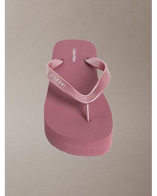 Calvin Klein Pink Pearlised Platform Flip Flops