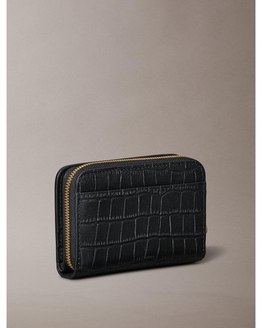Calvin Klein Gray Leather Croc-Effect Rfid Zip-Around Wallet