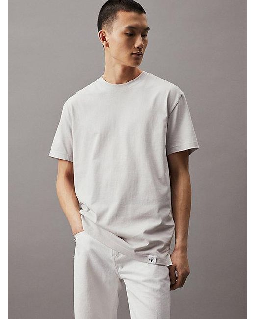 Calvin Klein Lässiges langes Baumwoll-T-Shirt in White für Herren