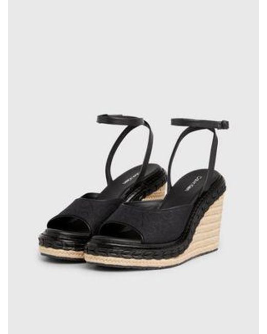 Sandalias de cuña tipo alpargatas con logo Calvin Klein de color Black